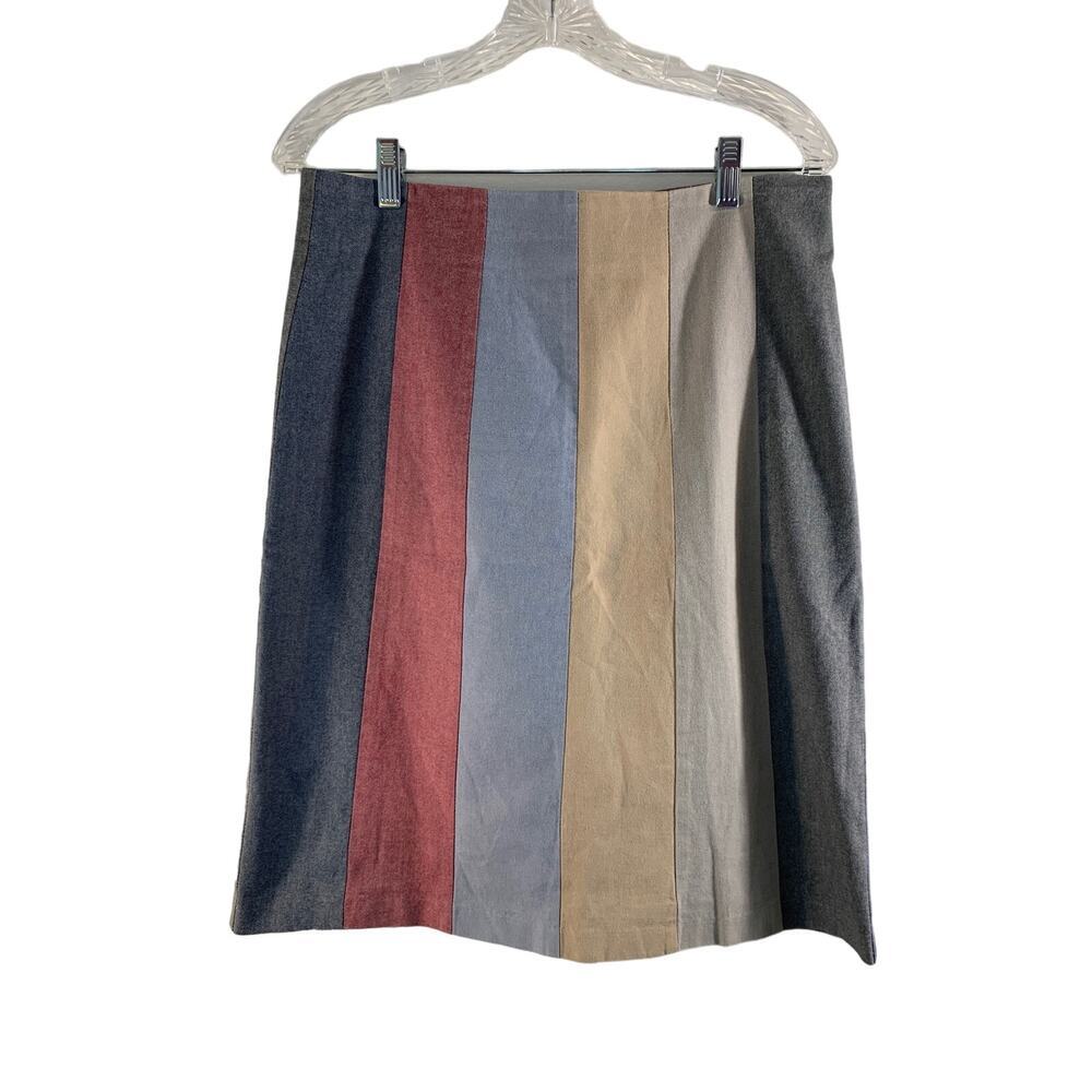 Multi-Color Panel A-Line Skirt - Neutral & Dusty Tones